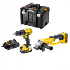 Coffret DCK284M2T perceuse visseuse à percussion + meuleuse + 2x4,0Ah + chargeur + TSTAK VI DeWalt