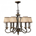 Suspension plymouth, bronze vieilli, 6 ampoules, avec abat-jour