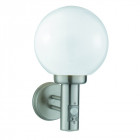 Applique globe avec détecteur, en acier inoxydable et polycarbonate