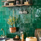 Zellige marocain artisanal - vert emeraude 10x10 cm - carrelage mur (au m²)