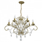 Suspension dorée crystal 6 ampoules 97 cm Suspension dorée crystal 6 ampoules 97 cm