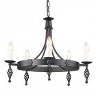 Suspension belfry, noir, 5 ampoules