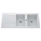 Ewi evier solstice 116x50cm 2 bacs 1 égouttoir blanc
