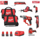 Kit 12V MWK126BD3 6 outils électroportatifs + 3 x 2,0 Ah + chargeur + 2 sac à outils M Milwaukee