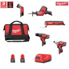 Kit électro MWK125BD2 5 outils M12TLED + M12CHZ + C12MT + M12BPD + M12BID + accessoires Milwaukee