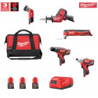 Kit 12V MWK125CD3 5 outils électro + 3 x 2,0 Ah + chargeur + sac à outils M Milwaukee