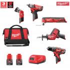 Kit électro 5 outils 12V MWK125AD2 + 2 x 2,0 Ah + chargeur + sac à outils M Milwaukee
