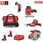 Kit 4 outils électroportatifs 12V MWK124AM2 + 2 x 4,0 Ah + C12C + sac à outils M Milwaukee