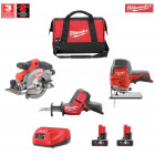 Kit 12V MWK123AM2 scie sabre + s.sauteuse + s.circulaire + 2x4,0Ah + chargeur + sac à outils M Milwaukee
