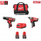 Kit 12V MWK122CD2 perceuse à percussion et boulonneuse à chocs + 2 x 2,0Ah + C12C + sac M Milwaukee