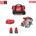 Kit M12CCS44D2 scie circulaire M12CCS44 + 2 x 2,0 Ah + chargeur + sac à outils M Milwaukee