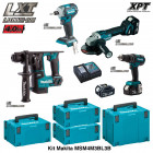 Kit 4 outils électroportatifs MSM4M3BL3B + 3 x 4,0 Ah + chargeur + coffres de rangement Makpac Makita