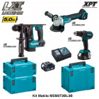 Kit MSM3T2BL3B perfo-burineur + meuleuse + perceuse percussion + accessoires + Makpac 2-3-4 Makita