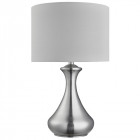 Lampe de table touch lamps 40 cm, en argent satiné, abat-jour blanc