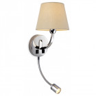 Applique fairmont avec liseuse, acier inoxydable, avec abat-jour