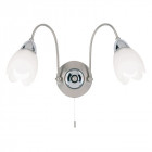 Applique petal, chrome satiné et verre, 2 ampoules
