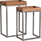 Dessertes avec plateau en bois et métal (lot de 2)