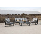 Salon de jardin en aluminium gris noir boli