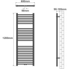 Radiateur sèche-serviettes salle de bain montage mural connexion centrale 120 x 60 cm