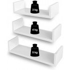 Lot de 3 etagères murales flottantes rangement décoration exposition panneau de mdf blanc