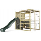 Cube d'activités complet avec agrès mur d'escalade et toboggan