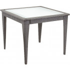 Table de jardin carrée en polyrésine et verre
