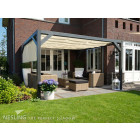 Pergola autoportante bois douglas toile crème porcelaine 4 x 2 m