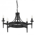 Suspension 5 ampoules cartwheel, en fer forgé noir