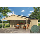 Dépendance de jardin en bois landes bardeau arrondi vert