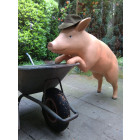 Cochon rose debout en résine 133 cm