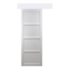 Porte coulissante modèle tamera 4panneaux blanc h204 x l.73 avec rail aluminium bandeau blanc - gd menuiseries