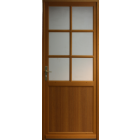 Porte de service bois vitrée naxos, h.200xl.80  p. Droit + poignée et barillet (ref 010403fp)  cotes tableau gd menuiseries