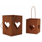 Photophore de jardin en métal rouillé (lot de 2)