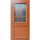 Porte d'entrée bois vitrée, marine, h.200xl.80  p.gauche + poignée et barillet (ref 010403rfp)cotes tableau gd menuiseries