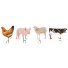 Animaux de la ferme sur pique (lot de 4)