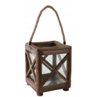 Lanterne de jardin carrée en bois et verre