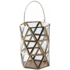 Photophore hexagonal en verre et laiton