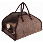 Sac à bûches en toile de jute renforcée marron