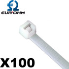 Collier serre câble électrique en polyamide 100 pièces - 2,5x100mm - 80n- blanc