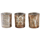 Photophore en verre antique à motifs (lot de 3)