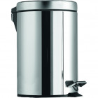 Poubelle à pédale acier inoxydable ronde chromé 3 litres fermeture douc et silencieuse grâce à la fermeture automatique soft-close seau intérieur en plastique amovible poignée extérieur