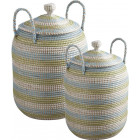 Panier à linge en jonc (lot de 2)