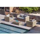 Table basse en résine tressée et verre rattan