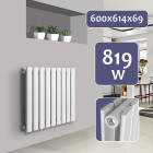 Radiateur chauffage centrale pour salle de bain salon cuisine couloir chambre à coucher panneau double 60 x 61,4 cm blanc