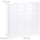 Étagère rangement 16 casiers portes modulable assemblage plug in bibliothèque plastique 127 cm blanc 