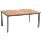 Salon de jardin table et 6 fauteuils acier brossé et teck melbourne