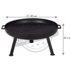Brasero rond en acier peint 3 pieds fins 80 cm