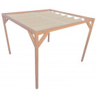 Pergola autoportante bois douglas toile crème porcelaine 4 x 2,9 m