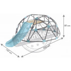 Dôme d'escalade en métal et bois avec toboggan