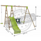 Portique en bois avec balançoires et toboggan 244 cm